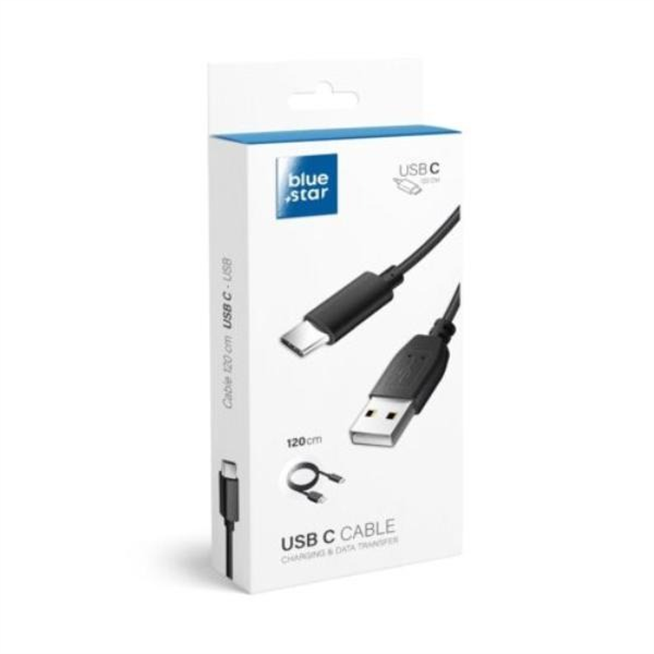 Cable tipo USB C negro 120cm bluestar
