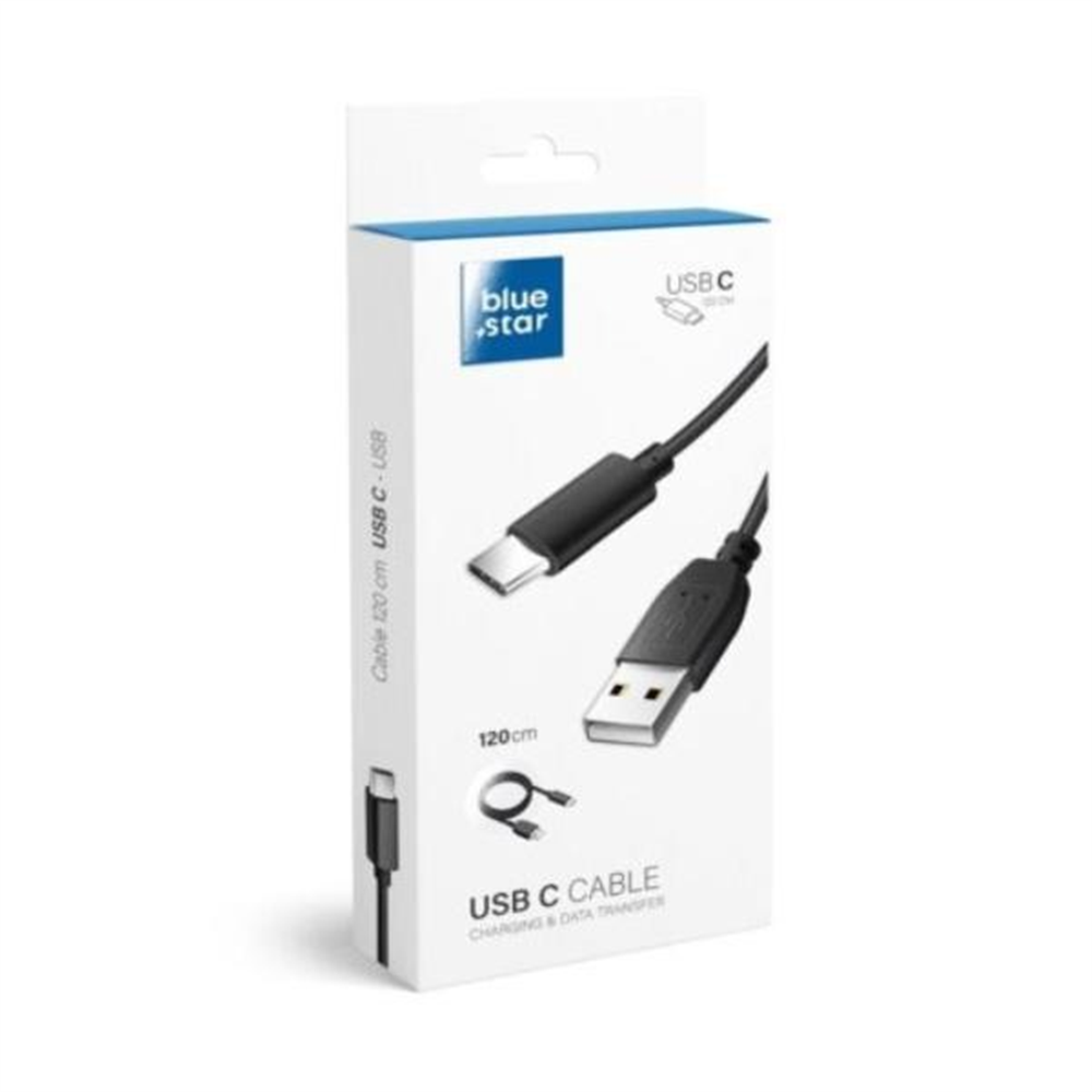 Cable tipo USB C negro 120cm bluestar