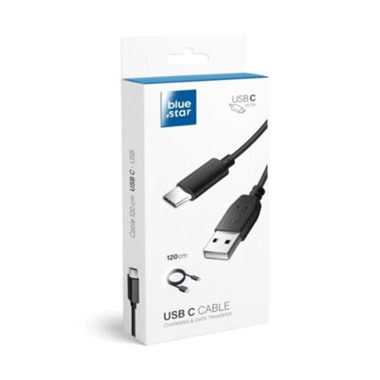 Cable tipo USB C negro 120cm bluestar