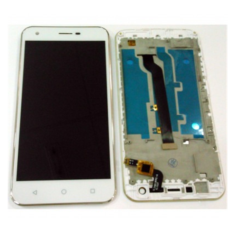 Alcatel Vodafone Smart Ultra 6 995N VF995 VF995N pantalla lcd + tactil blanco + marco plata premium