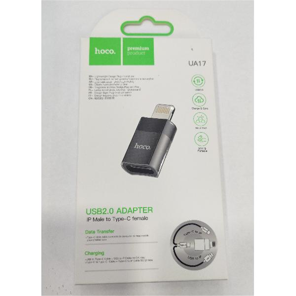 Adaptador HOCO UA17 iPhone Lightning Macho a Tipo C hembra USB 2.0