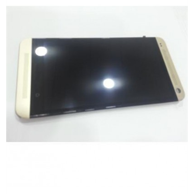 Htc One M7 801E pantalla lcd + táctil negro + marco dorado premium