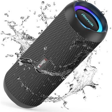 RIENOK Altavoz Bluetooth 5.3 Altavoz Inalámbrico Portátil Impermeable IPX7, Bass, Sonido Estéreo, Apoya Micro SD AUX