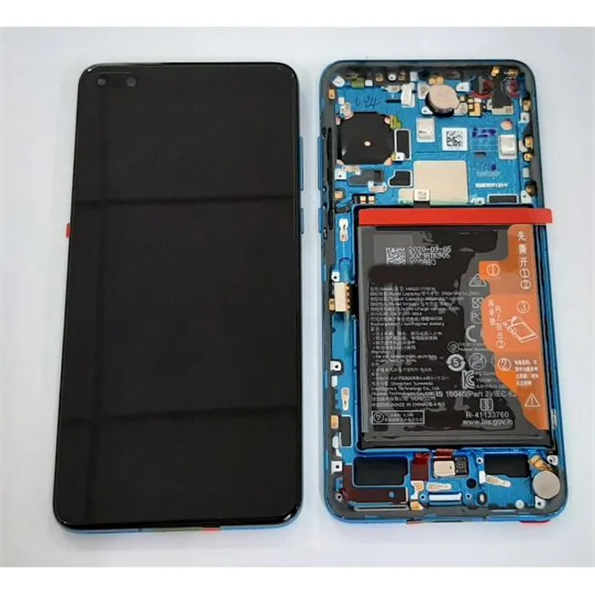 Pantalla lcd para Huawei P40 mas tactil negro mas marco azul mas bateria mas flex power mas flex vibrador mas flex