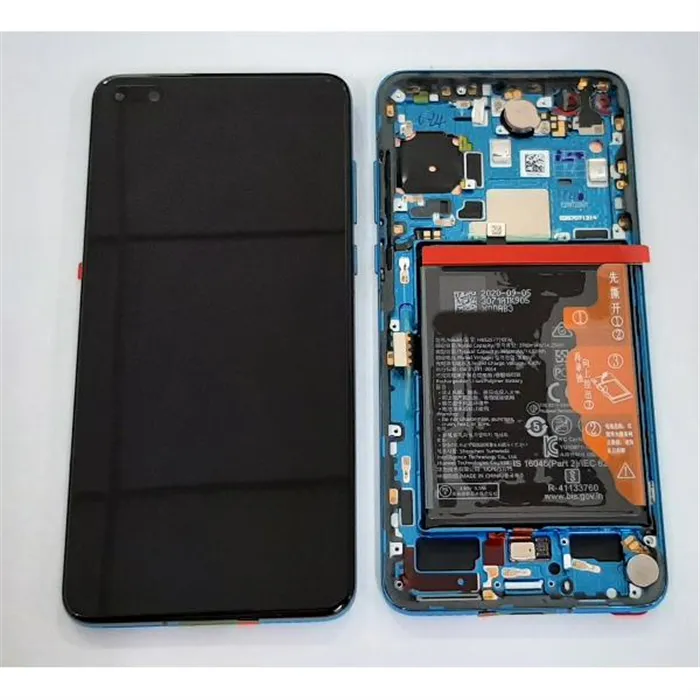 Pantalla lcd para Huawei P40 mas tactil negro mas marco azul mas bateria mas flex power mas flex vibrador mas flex