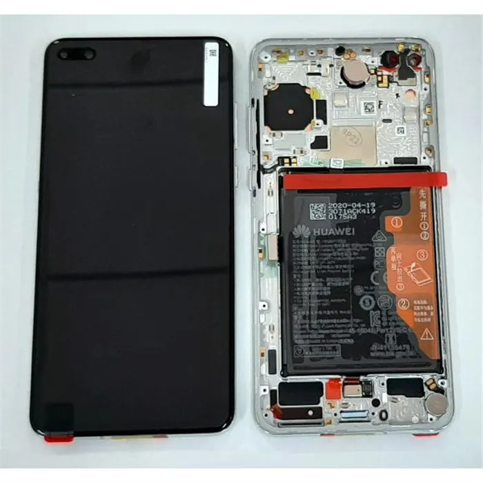 Pantalla lcd para Huawei P40 mas tactil negro mas marco ice white Service Pack