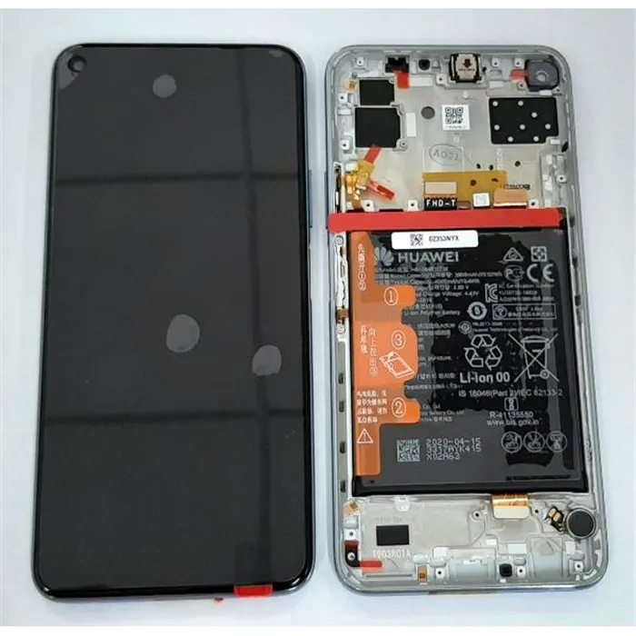 Pantalla lcd para Huawei P40 Lite 5G 02353SUQ mas tactil negro mas marco plata Service Pack