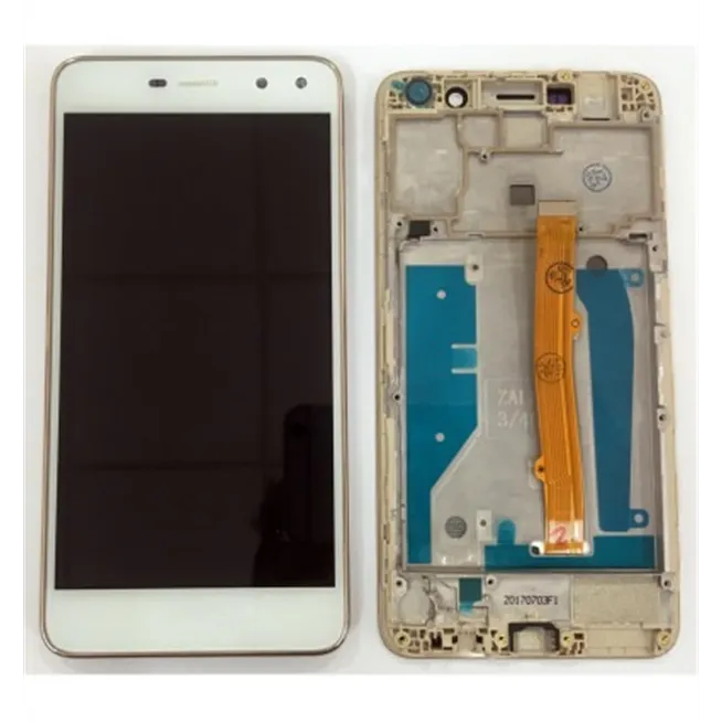 Huawei Y6 2017 pantalla lcd + tactil blanco + marco dorado premium