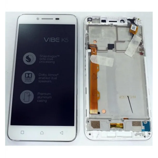 Lenovo Vibe K5 A6020 pantalla lcd + tactil blanco + marco blanco premium