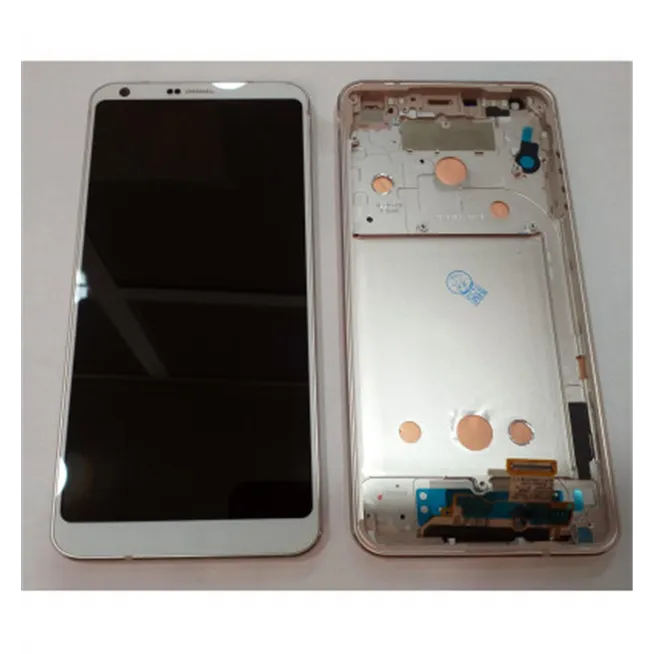 LG G6 H870 pantalla lcd + tactil blanco + marco plata