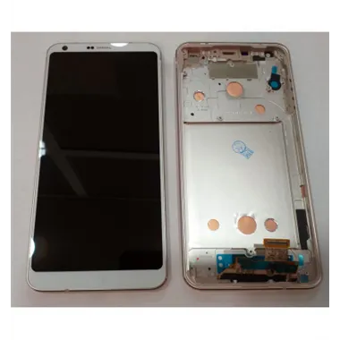 LG G6 H870 pantalla lcd + tactil blanco + marco plata
