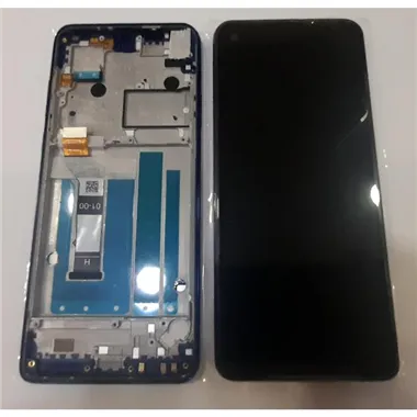 Pantalla lcd para Motorola Moto One Vision P50 XT1970 mas tactil negro mas marco azul Service Pack Premium