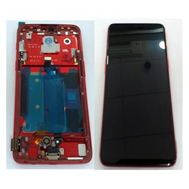 Oneplus 6 pantalla lcd + tactil negro + marco rojo premium