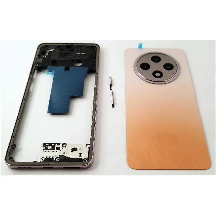Tapa trasera o tapa bateria naranja para Oppo Reno 12 F 5G con cristal de camara