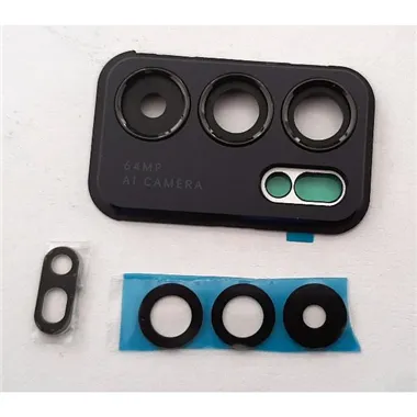 set 3 lente camara mas cubierta camara negra para Oppo Reno 6 5g calidad premium