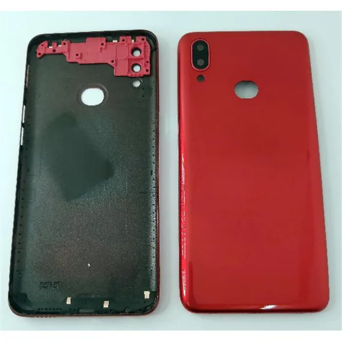 Tapa trasera o tapa bateria roja para Samsung Galaxy A10S A107 con lente de camara