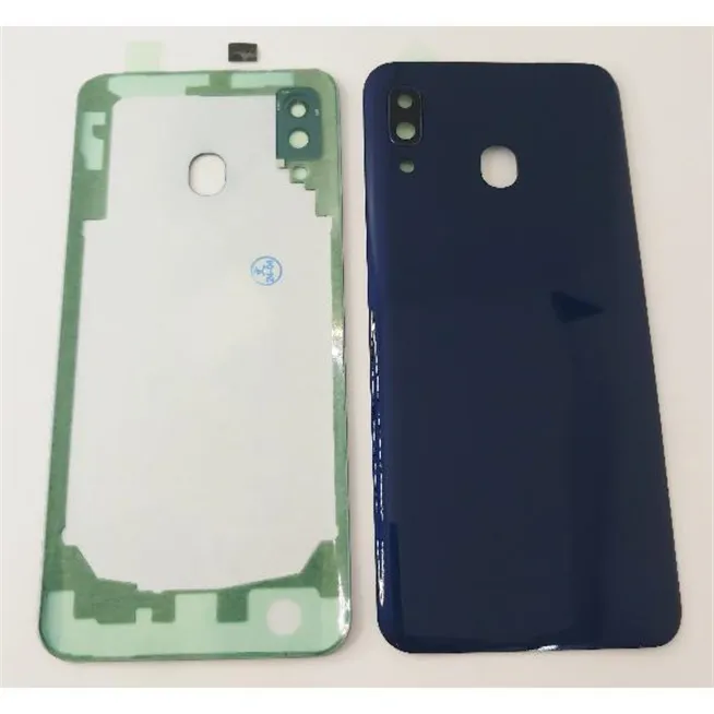Tapa trasera o tapa bateria azul para Samsung Galaxy A20 A205 con lente de camara