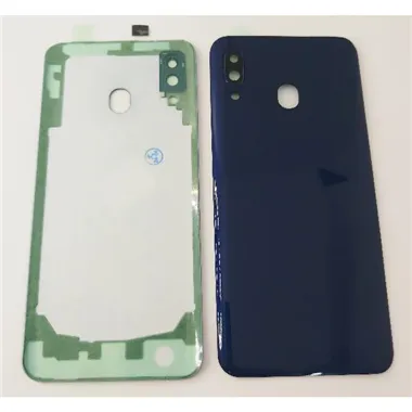Tapa trasera o tapa bateria azul para Samsung Galaxy A20 A205 con lente de camara