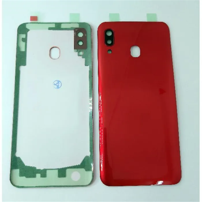 Tapa trasera o tapa bateria roja para Samsung Galaxy A30 A305 con lente de camara