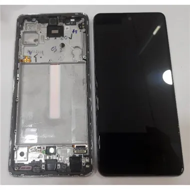 Pantalla lcd para Samsung GH82-25524D SM-A525F Galaxy A52 4G SM-A526B A52 5G + Pantalla táctil + Marco plata