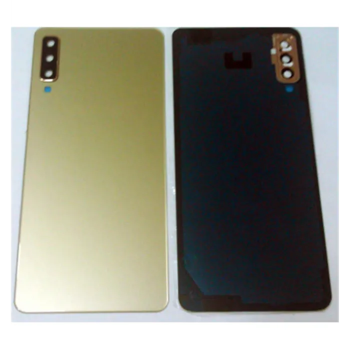 tapa trasera o tapa bateria dorada para samsung a7 2018 a750 mas lente camara calidad premium