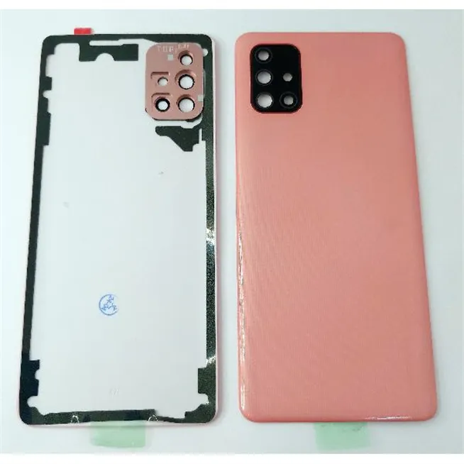 Tapa trasera o tapa bateria rosa para Samsung Galaxy A71 A715 con lente de camara