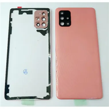 Tapa trasera o tapa bateria rosa para Samsung Galaxy A71 A715 con lente de camara