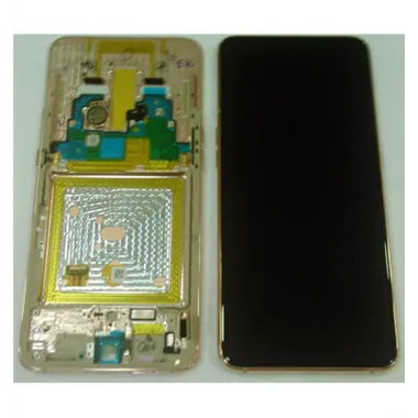 Samsung Galaxy A80 GH82-20348C A805F pantalla lcd + táctil negro + marco dorado premium