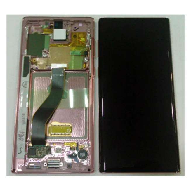 Pantalla premium Samsung Galaxy Note 10 GH82-20818F SM-N970F mas táctil negro + marco rosa premium