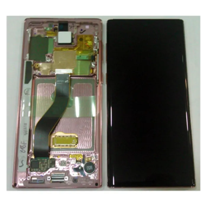 Pantalla premium Samsung Galaxy Note 10 GH82-20818F SM-N970F mas táctil negro + marco rosa premium