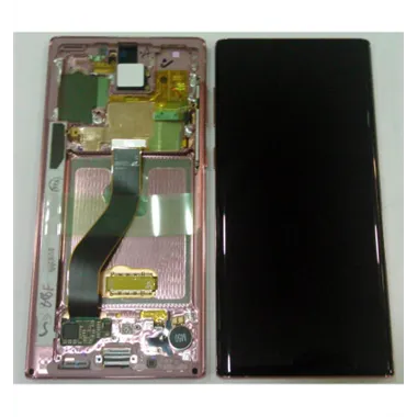 Pantalla premium Samsung Galaxy Note 10 GH82-20818F SM-N970F mas táctil negro + marco rosa premium