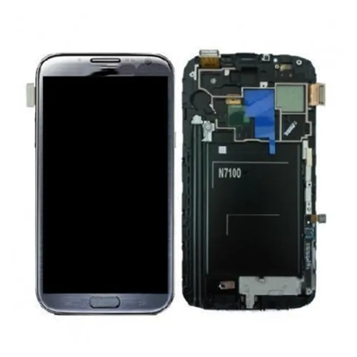 Samsung Galaxy Note 2 N7100 pantalla lcd + táctil gris premium + marco ensamblado en Asia