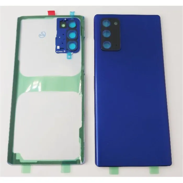 Tapa trasera o tapa bateria azul para Samsung Galaxy Note 20 con lente de camara