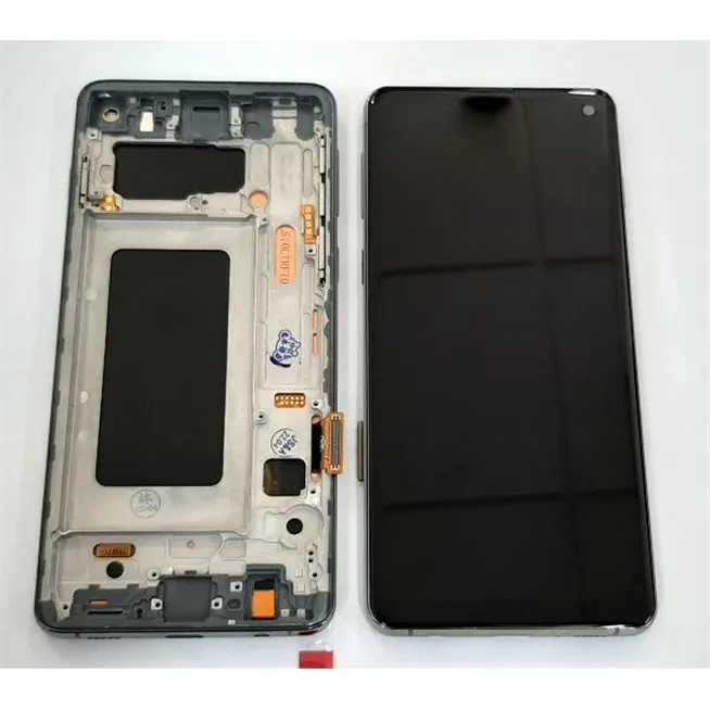 Pantalla lcd 2 para Samsung Galaxy S10 SM-G973F mas tactil negro mas marco gris compatible