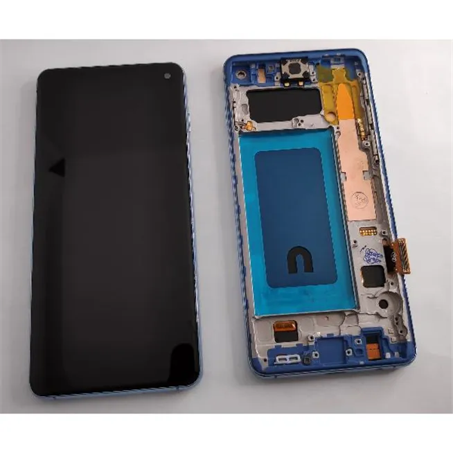 Pantalla TFT para Samsung Galaxy S10 SM-G973F mas tactil negro mas marco azul compatible