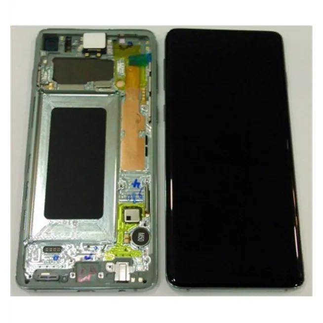 Samsung GH82-18850E Galaxy S10 SM-G973F pantalla lcd + táctil negro + marco verde premium
