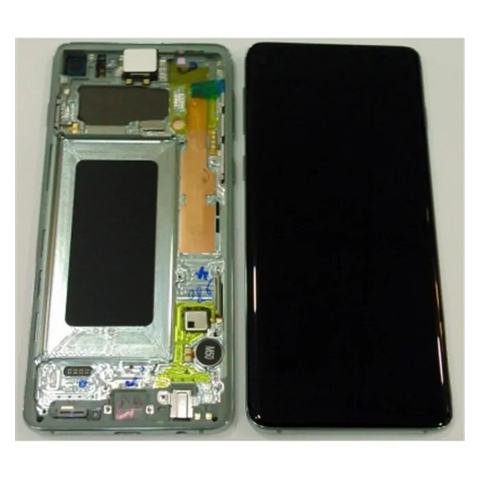 Samsung GH82-18850E Galaxy S10 SM-G973F pantalla lcd + táctil negro + marco verde premium