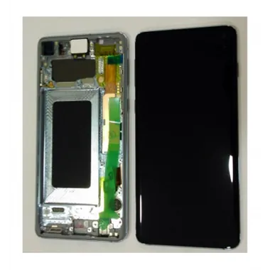 Samsung GH82-18850C Galaxy S10 SM-G973F pantalla lcd + táctil negro + marco azul premium