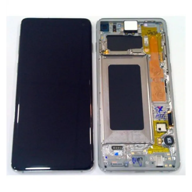 Samsung GH82-18850B Galaxy S10 SM-G973F pantalla lcd + táctil negro + marco blanco service pack