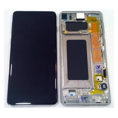 Samsung GH82-18850B Galaxy S10 SM-G973F pantalla lcd + táctil negro + marco blanco service pack