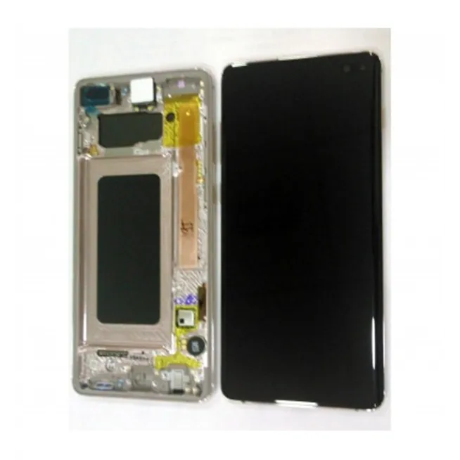 Pantalla lcd + táctil negro + marco ceramic white para Samsung Galaxy S10 plus GH82-18849J S10+ SM-G975 service pac