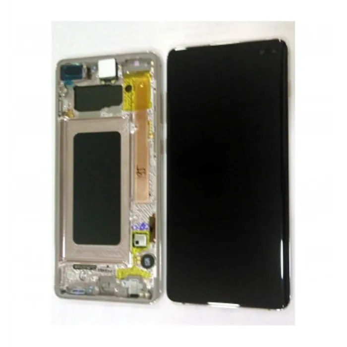 Pantalla lcd + táctil negro + marco ceramic white para Samsung Galaxy S10 plus GH82-18849J S10+ SM-G975 service pac