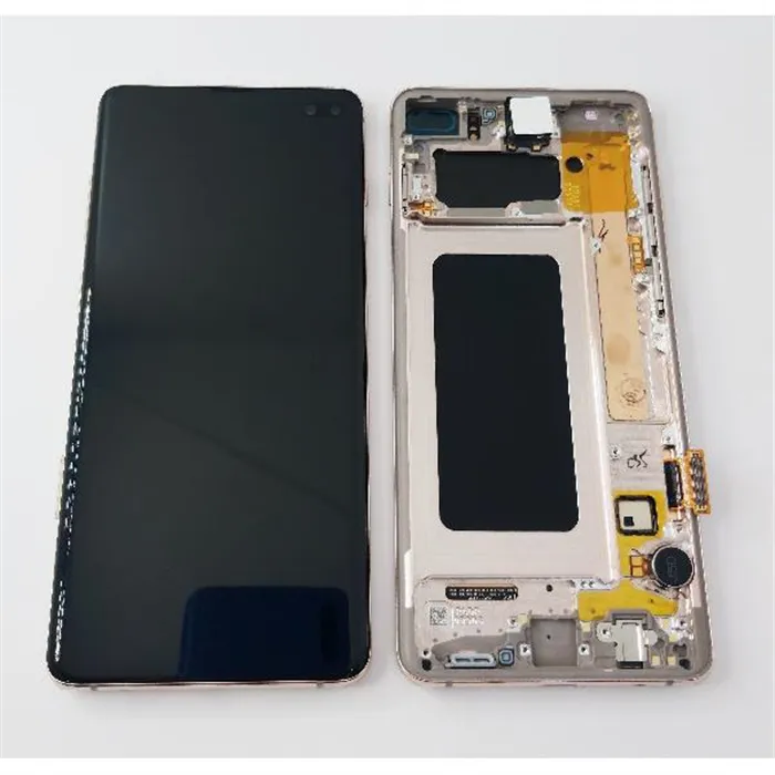 Pantalla LCD Samsung Galaxy S10 plus G975F GH82-18834J mas tactil negro marco blanco ceramico rosa service pack