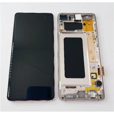 Pantalla LCD Samsung Galaxy S10 plus G975F GH82-18834J mas tactil negro marco blanco ceramico rosa service pack