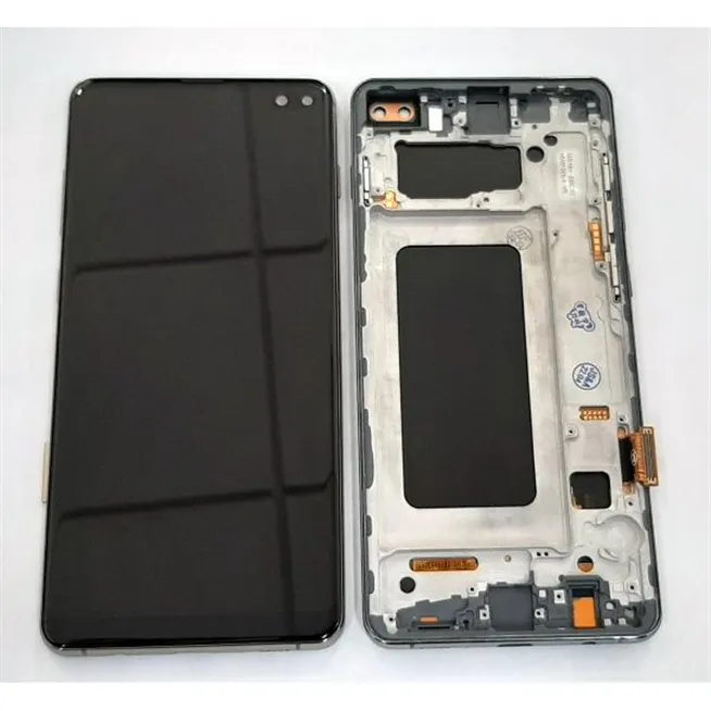 Pantalla lcd 2 para Samsung Galaxy S10 plus S10+ SM-G975F mas tactil negro mas marco gris compatible