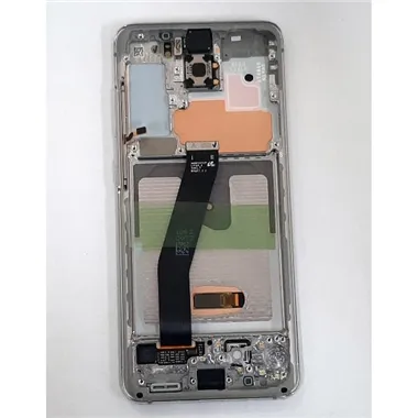 Pantalla lcd para Samsung Galaxy S20 SM-G980F SM-G981F GH82-22123B mas tactil negro mas marco blanco Service Pack