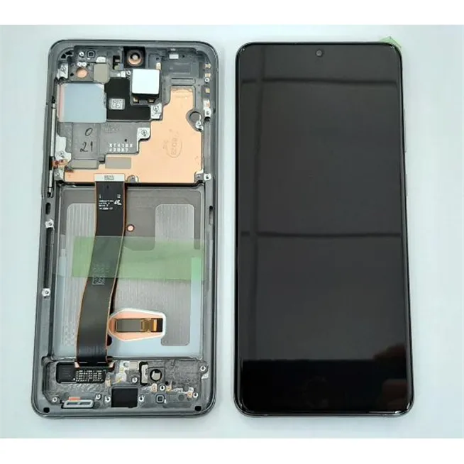 Pantalla lcd para Samsung Galaxy S20 Ultra SM-G988F + tactil negro + marco Cosmic Grey Service Pack 