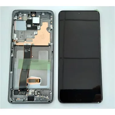 Pantalla lcd para Samsung Galaxy S20 Ultra SM-G988F + tactil negro + marco Cosmic Grey Service Pack 