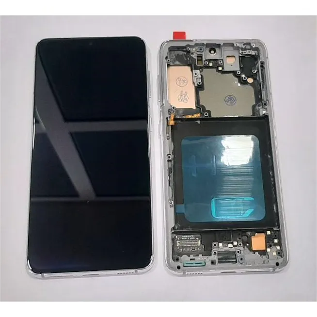 Pantalla oled para Samsung Galaxy S21 5G SM-G991B SM-G991 G991B G991 mas tactil negro mas marco plata compatible