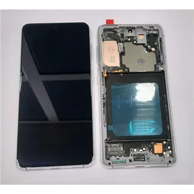 Pantalla oled para Samsung Galaxy S21 5G SM-G991B SM-G991 G991B G991 mas tactil negro mas marco plata compatible